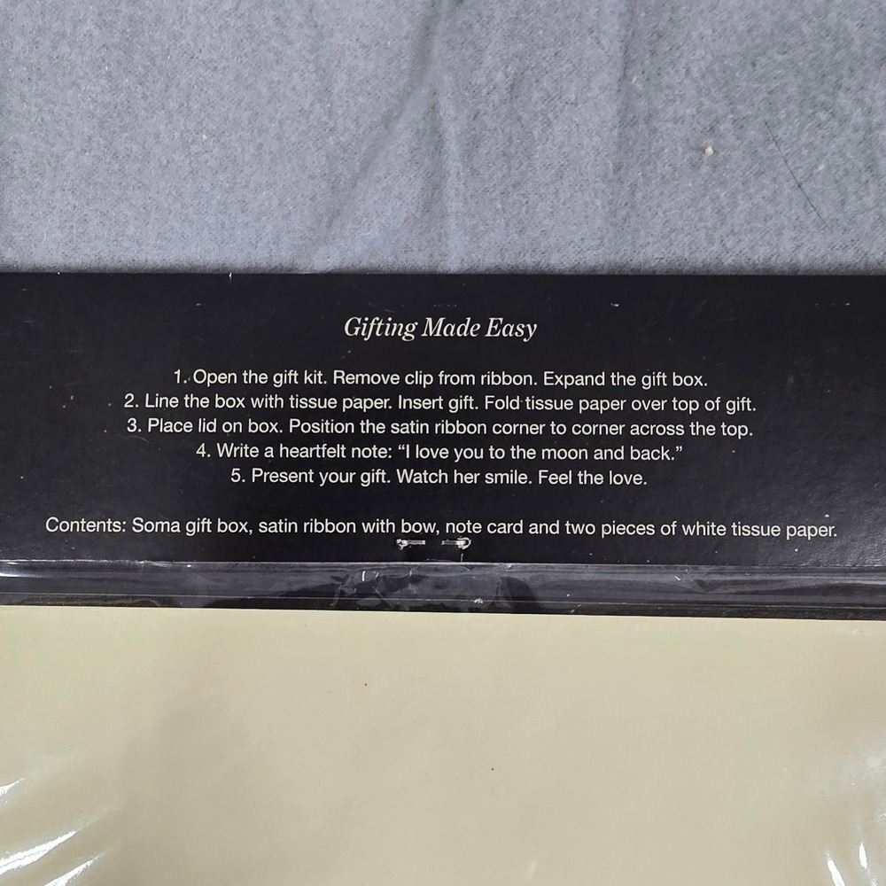 Gift Kit Cream Black Satin Ribbon Tissue Paper Note Card - Picture 6 of 8